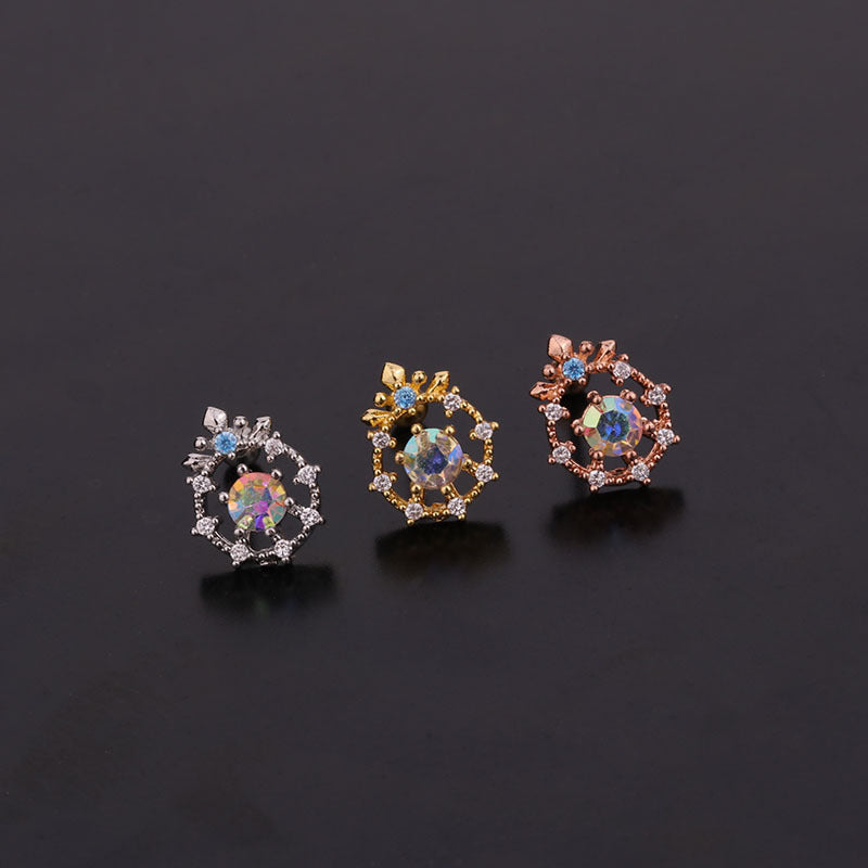 20G Purple CZ Cartilage Conch Piercing