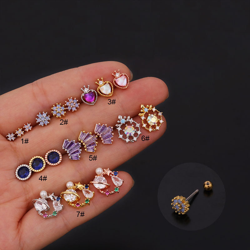 20G Purple CZ Cartilage Conch Piercing