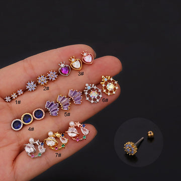 20G Purple CZ Cartilage Conch Piercing