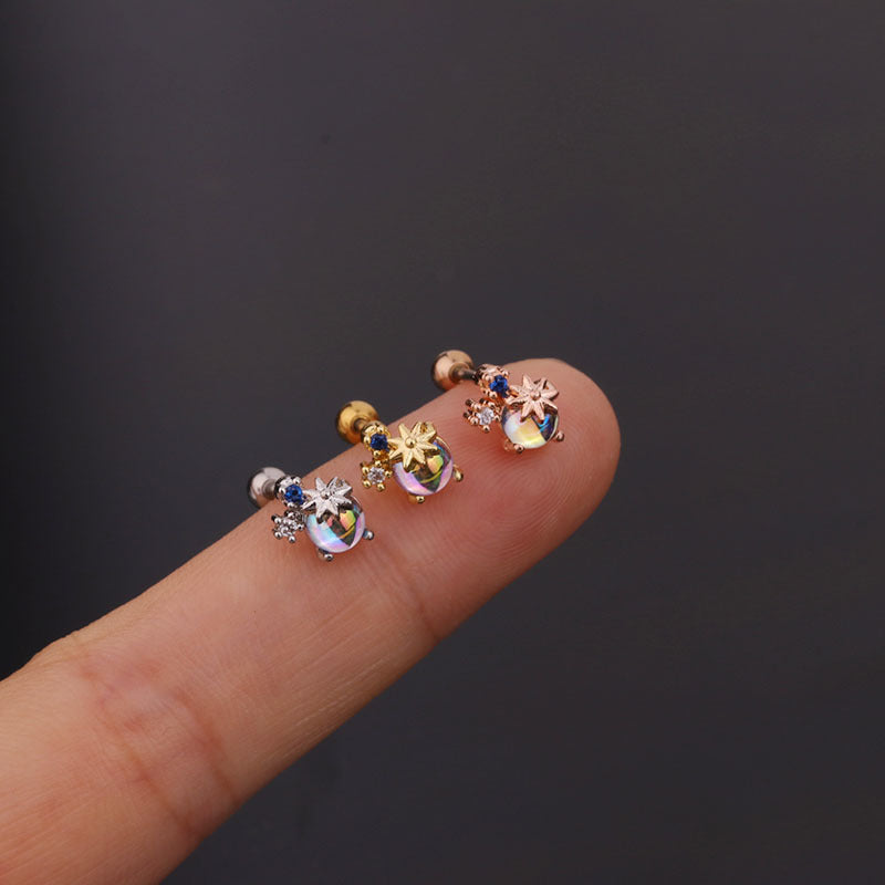 Rose Gold AB Zircon Daith Helix Piercing Stud