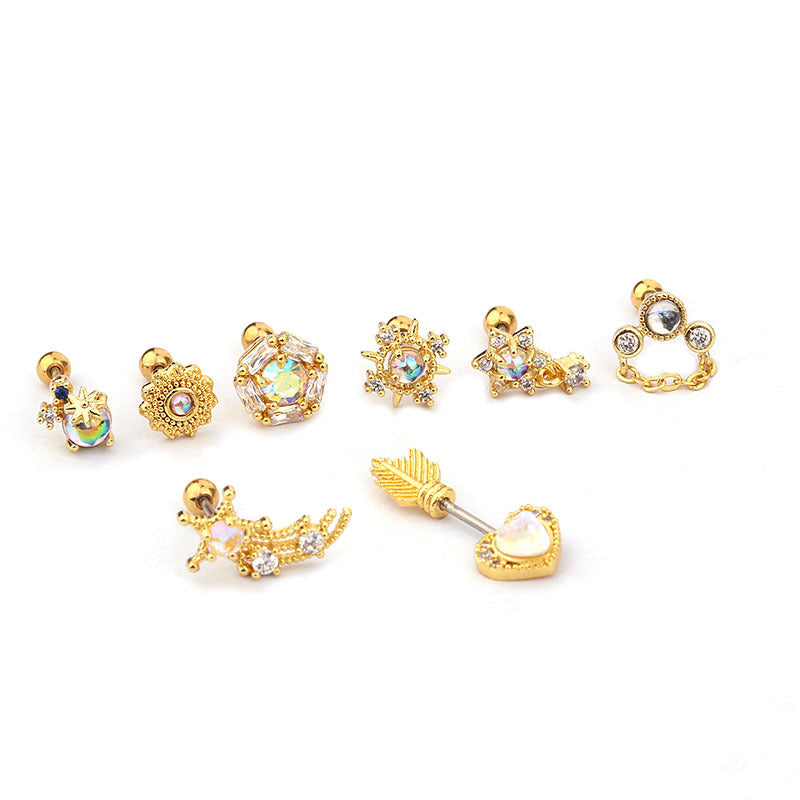 Rose Gold AB Zircon Daith Helix Piercing Stud | HSPJ261