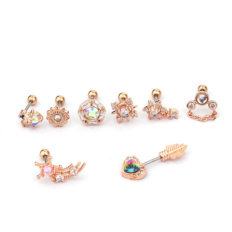 Rose Gold AB Zircon Daith Helix Piercing Stud | HSPJ261