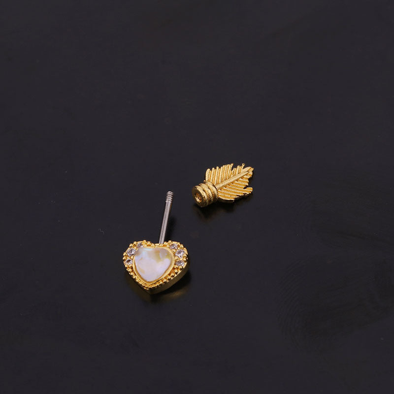 Rose Gold AB Zircon Heart Daith Helix Piercing Stud