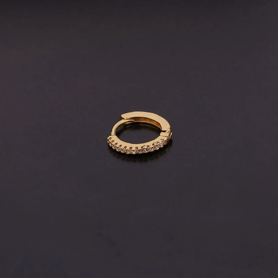 18K Gold Key and Lock Huggies Earring Hoop