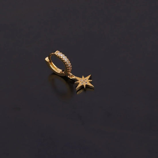 18K Gold Star Huggies Earring Hoop