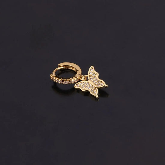 18K Gold Butterfly Huggies Earring Hoop