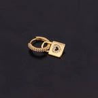 18K Gold Key and Lock Huggies Earring Hoop