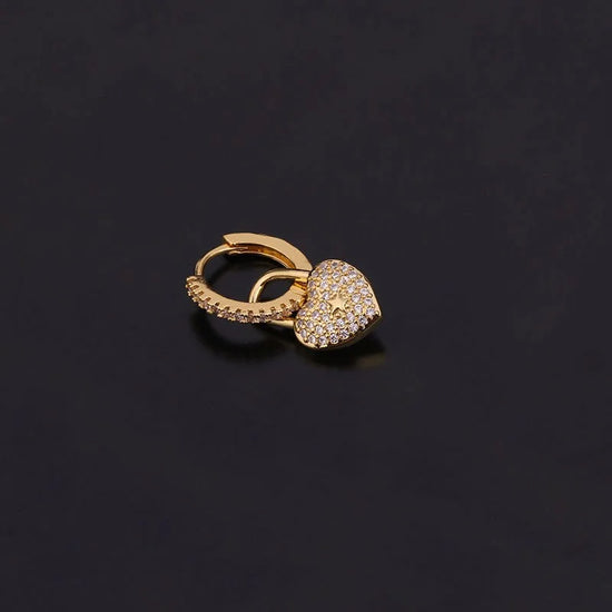 18K Gold Heart Huggies Earring Hoop