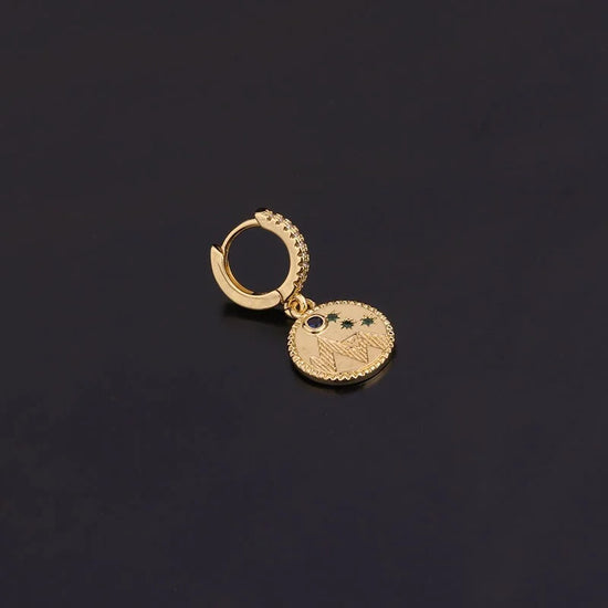 18K Gold Key and Lock Huggies Earring Hoop