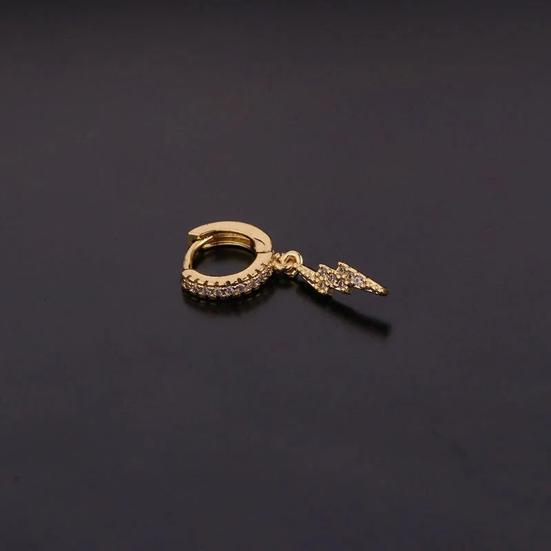18K Gold Lightning Huggies Earring Hoop