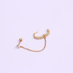 20G Connected Second Hole Chain Hoop Earrings |  HSPJ275