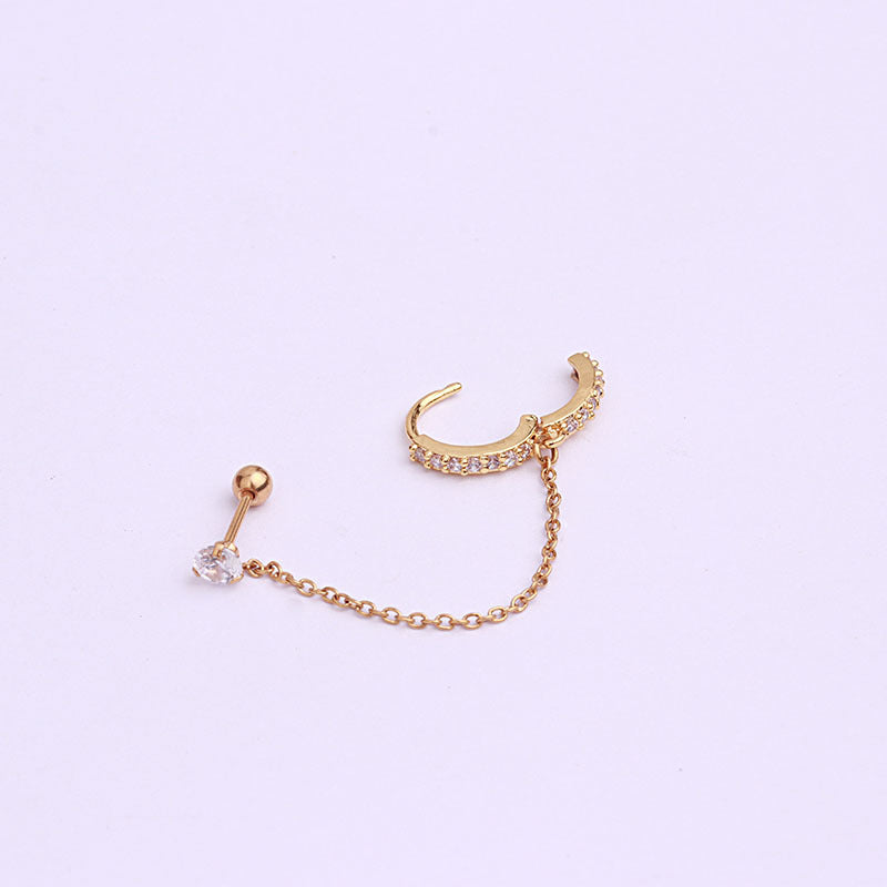 20G Connected Second Hole Chain Hoop Earrings |  HSPJ275