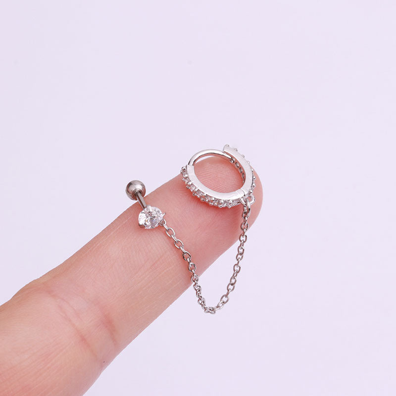 20G Connected Second Hole Chain Hoop Earrings |  HSPJ275