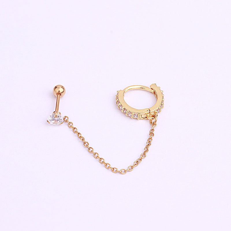 20G Connected Second Hole Chain Hoop Earrings |  HSPJ275