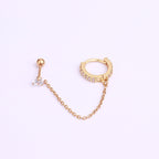 20G Connected Second Hole Chain Hoop Earrings |  HSPJ275