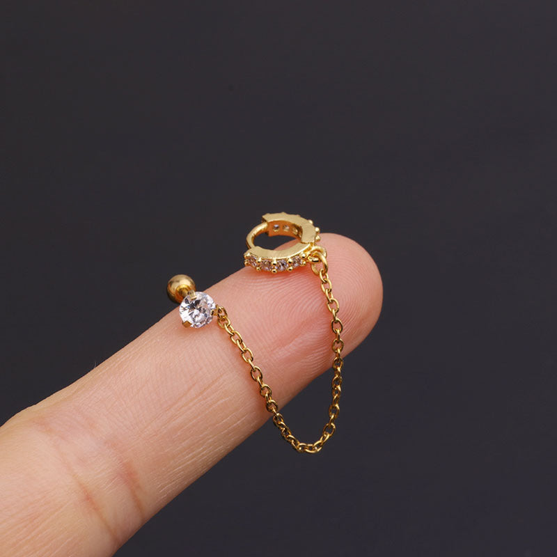 20G Connected Second Hole Chain Hoop Earrings |  HSPJ275