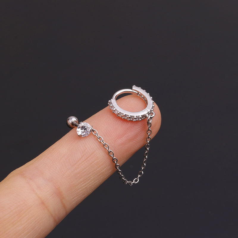 20G Connected Second Hole Chain Hoop Earrings