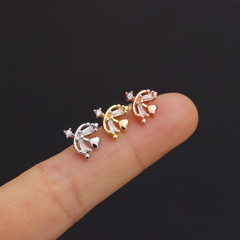 20G Pave CZ Dinosaur Piercing Cartilage Stud