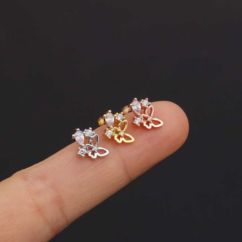 20G Pave CZ Butterfly Piercing Cartilage Stud