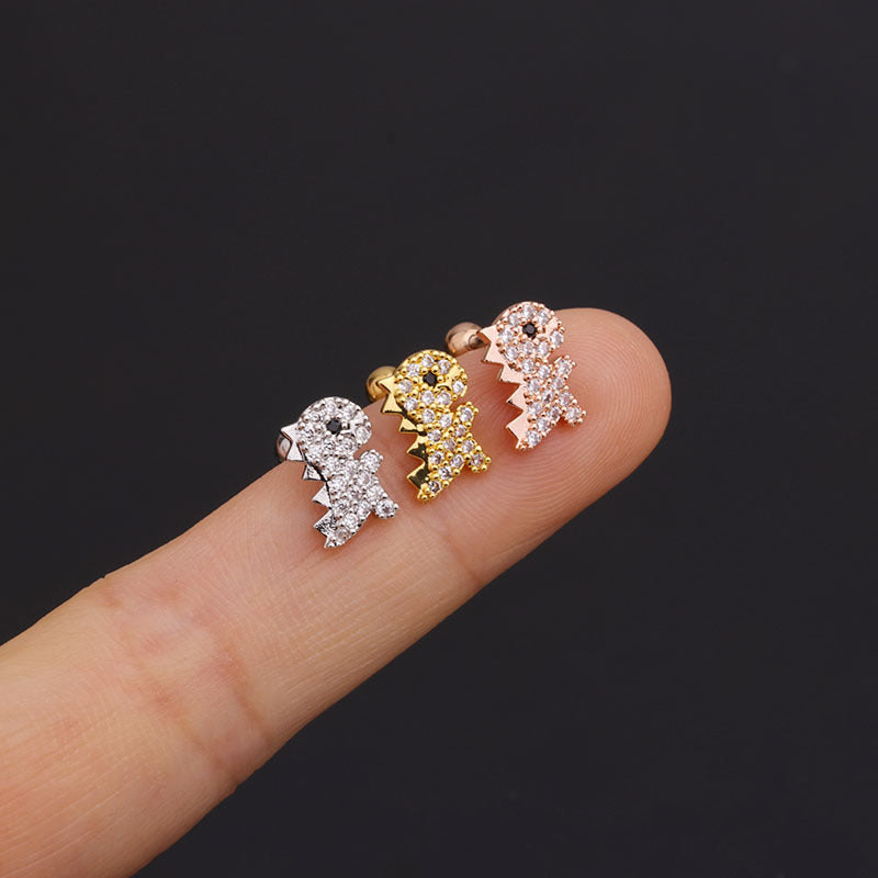 20G Pave CZ Dinosaur Piercing Cartilage Stud