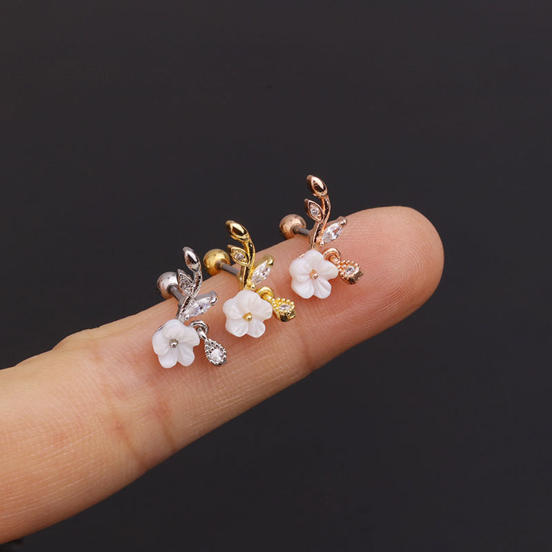 cartilage earrings, piercing jewelry, cartilage piercing, body jewelry, helix piercing, helix earrings, tragus piercing, flower earrings