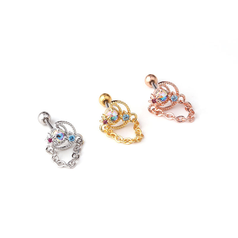 20G Moon Star Hypoallergenic Tragus Helix Studs | HSPJ284