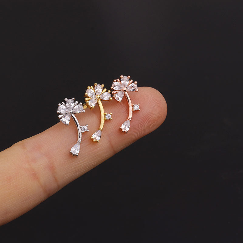 20G Cartilage Tiny Stud Earring Moon Earrings Flower Earrings | HSPJ285