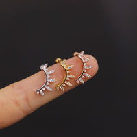 20G Cartilage Tiny Stud Earring Moon Earrings Flower Earrings | HSPJ285