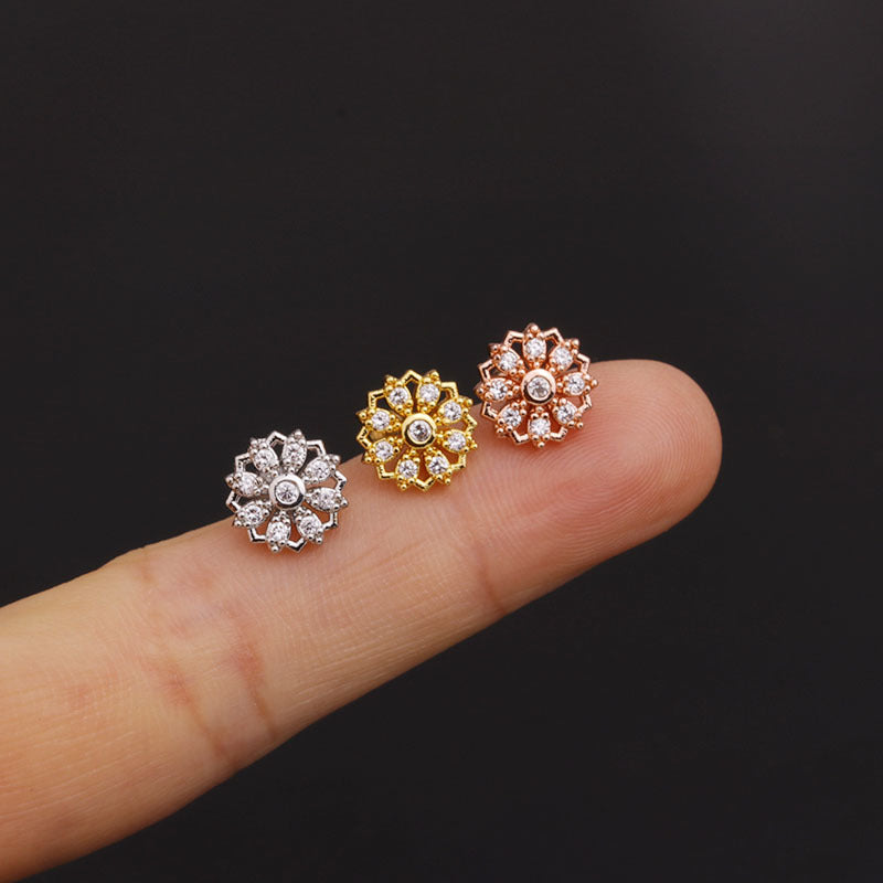 20G Cartilage Tiny Stud Earring Moon Earrings Flower Earrings | HSPJ285