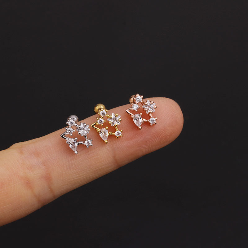 20G Cartilage Tiny Stud Earring Moon Earrings Flower Earrings | HSPJ285