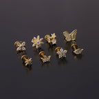 16G Butterfly Flat Back Conch Helix Ear Piercings