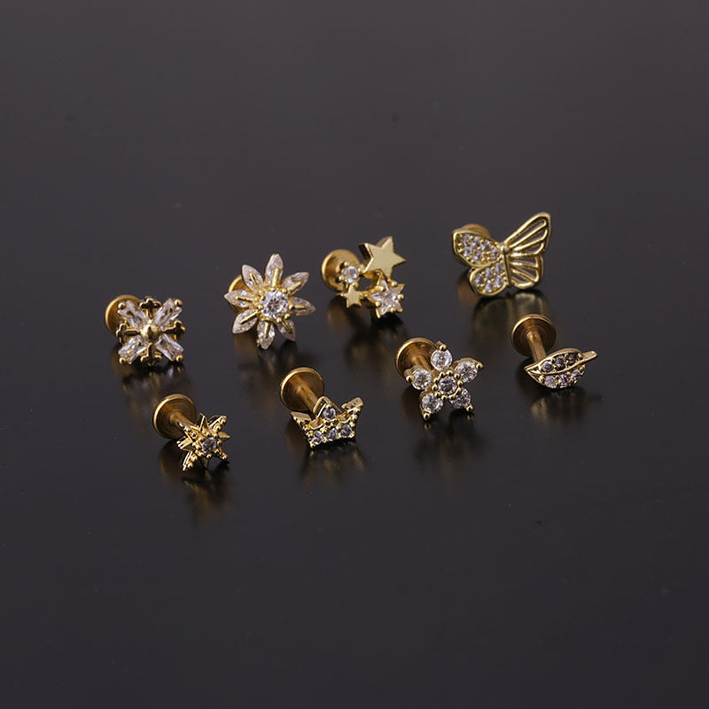 16G Butterfly Flat Back Conch Helix Ear Piercings