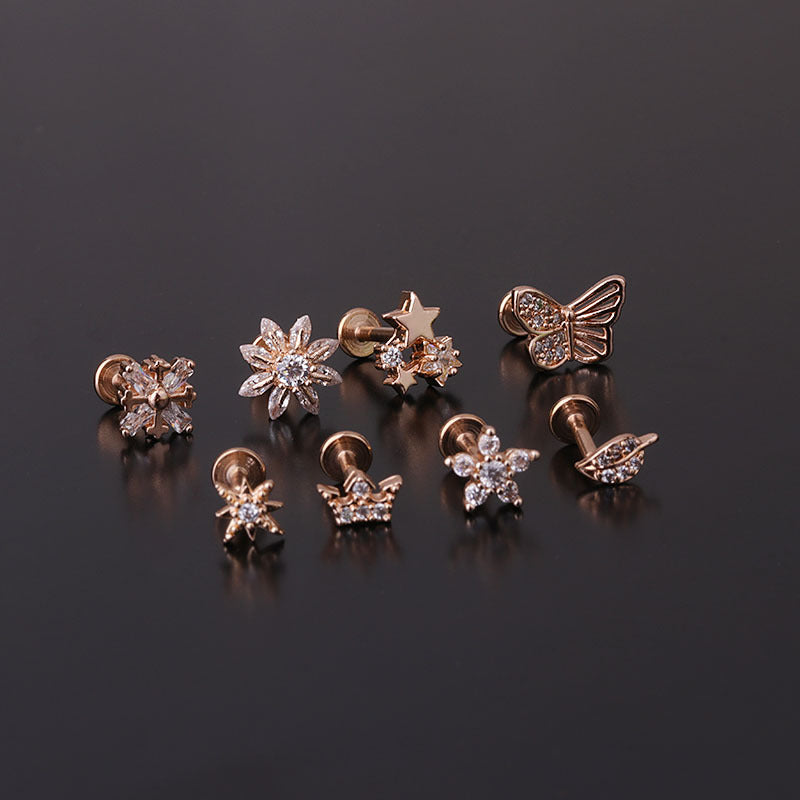 16G Butterfly Flat Back Conch Helix Ear Piercings