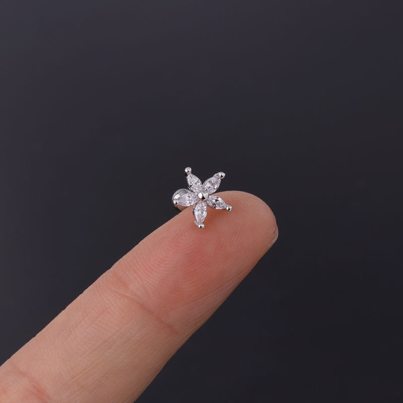 cartilage earrings, piercing jewelry, cartilage piercing, body jewelry, helix piercing, helix earrings, tragus piercing, flower earrings, flower cartilage earrings