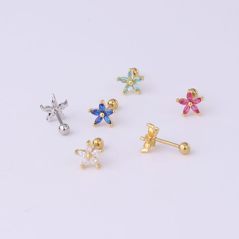 cartilage earrings, piercing jewelry, cartilage piercing, body jewelry, helix piercing, helix earrings, tragus piercing, flower earrings, flower cartilage earrings