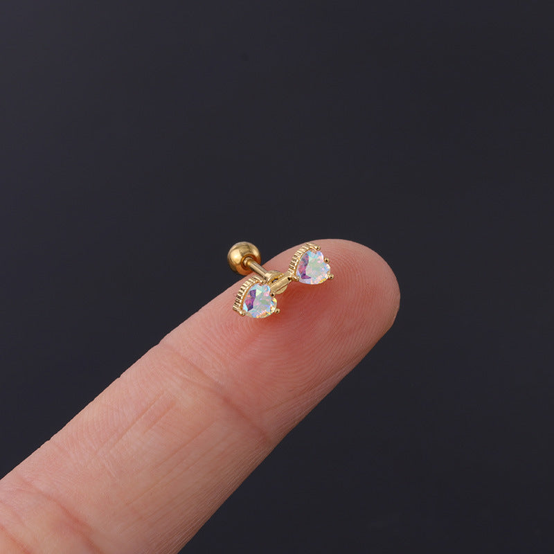 20G Double Heart Earrings Studs Unicorn Piercings