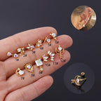 20G Anime Earrings Studs Unicorn Piercings gold