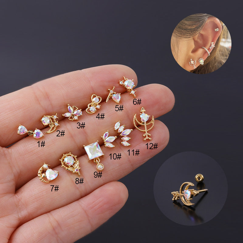 20G Anime Earrings Studs Unicorn Piercings gold