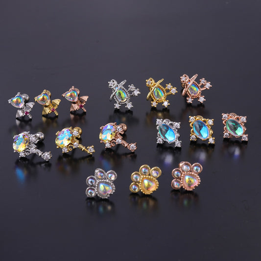 20G Cartilage Tiny Stud Earring Cute Opal Stud Earrings | HSPJ310