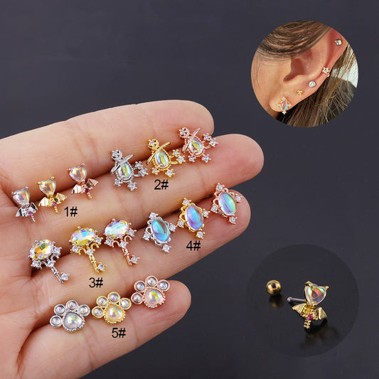 20G Cartilage Tiny Stud Earring Cute Opal Stud Earrings | HSPJ310