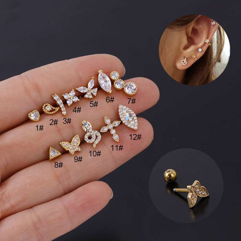 16G Cartilage Tiny Stud Earring, Butterfly Earrings | HSPJ316