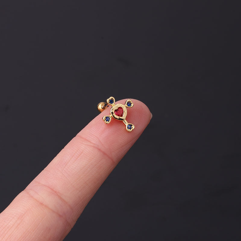 20G Cross Cartilage Two Holes Helix Stud Earrings | HSPJ317