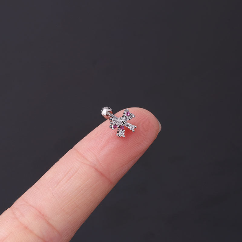 20G Cross Cartilage Two Holes Helix Stud Earrings