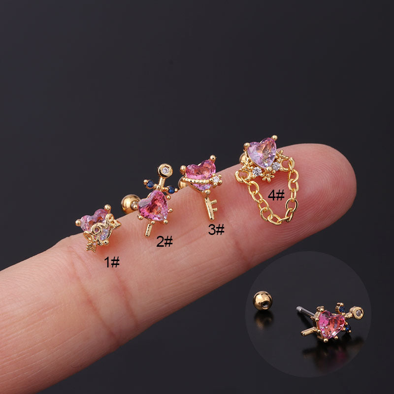 cartilage earrings, piercing jewelry, cartilage piercing, body jewelry, helix piercing, helix earrings, tragus piercing, heart earrings