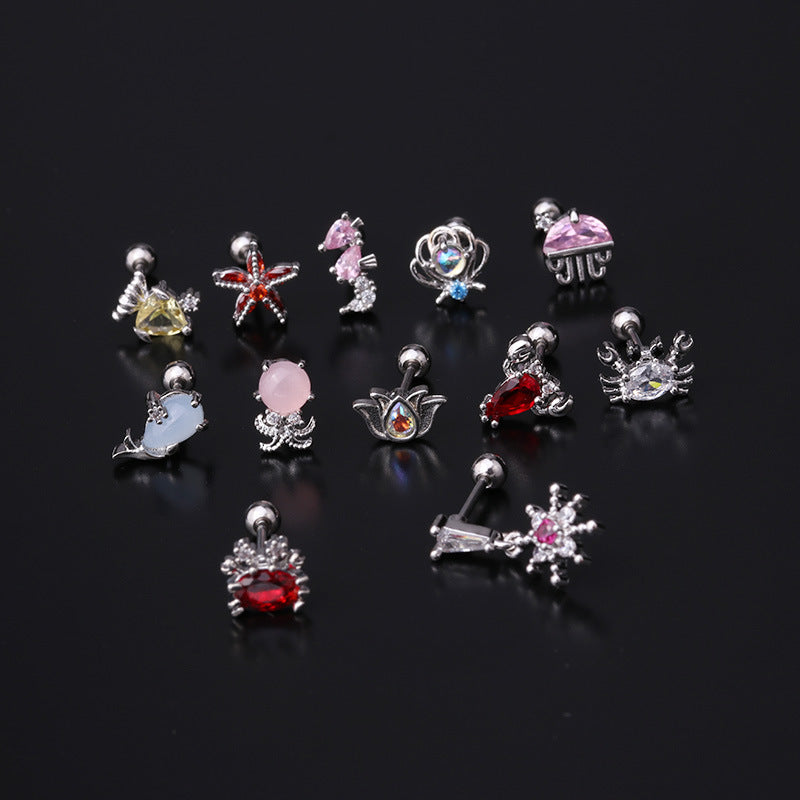 20G Cartilage Tiny Stud Earring Ocean Animal Earrings | HSPJ322