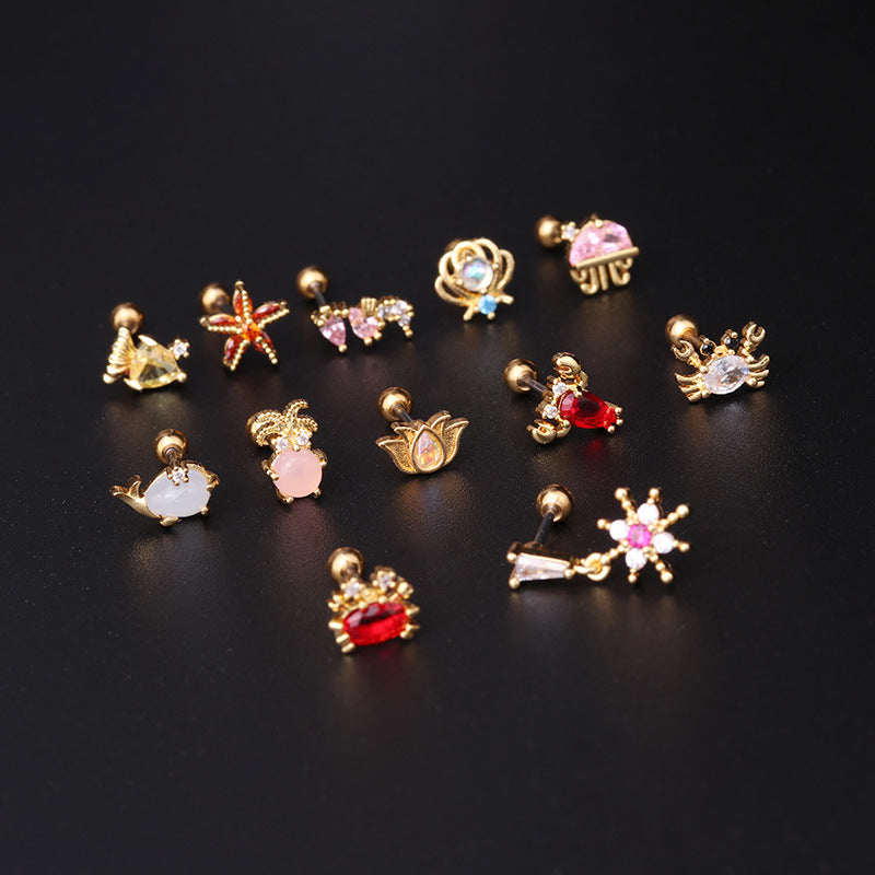 20G Cartilage Tiny Stud Earring Ocean Animal Earrings | HSPJ322