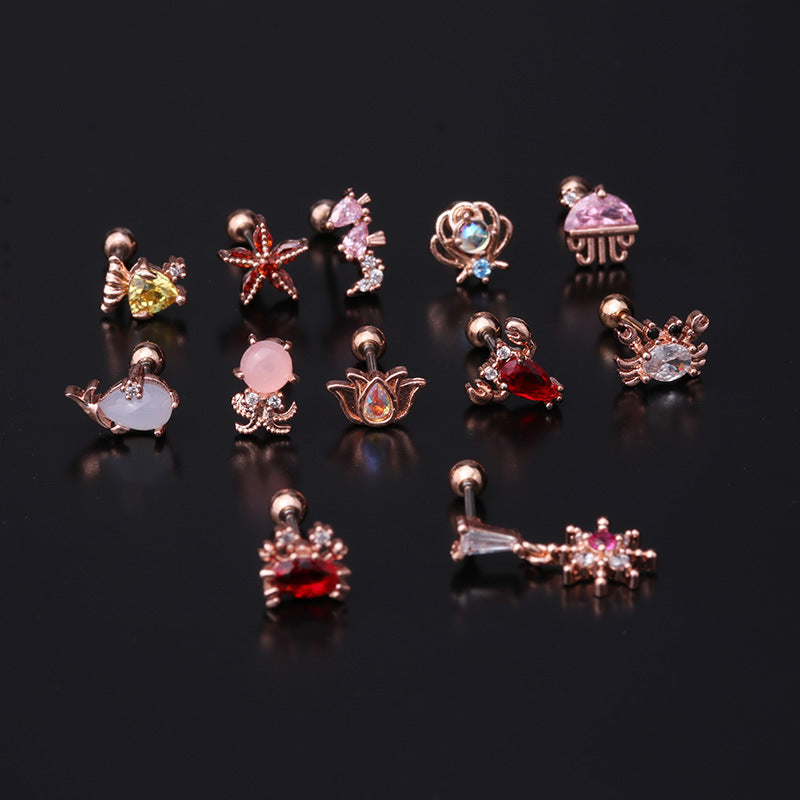 20G Cartilage Tiny Stud Earring Ocean Animal Earrings | HSPJ322