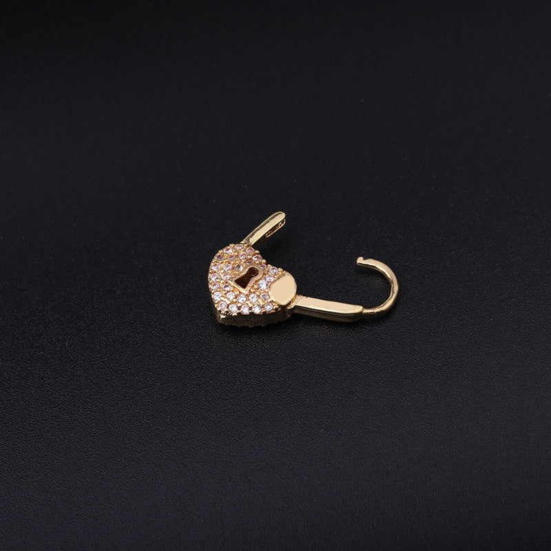 18K Gold Lock Huggies Heart Earrings | HSPJ325