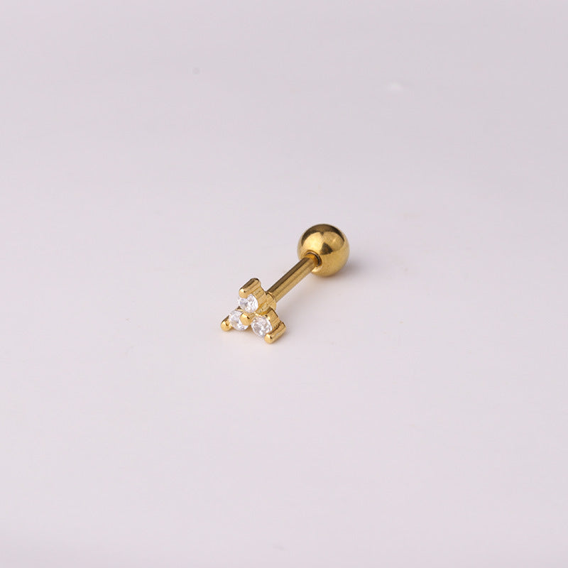 16G Cartilage Geometric Stud Upper Lobe Piercing gold