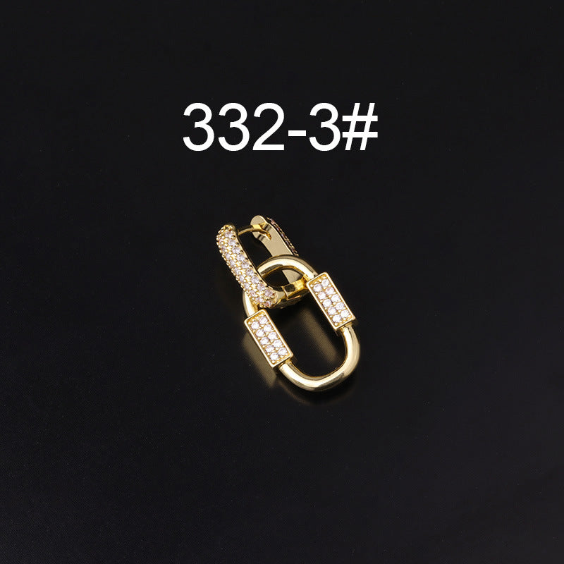 18K Gold Bohemian Chain Link Dangle Huggie Hoops | HSPJ332